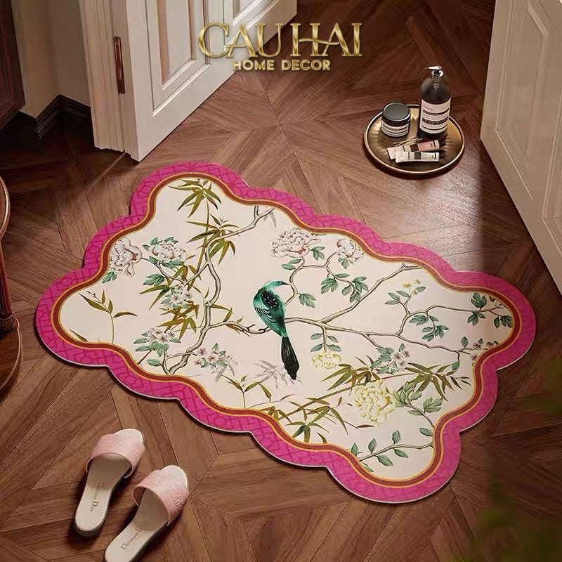 THẢM BỒN TẮM MICROFIBER 60X90 - IVORY PEARL JARDIN ROYALE – SCALLOP EDGE - CẬU HAI HOME DECOR