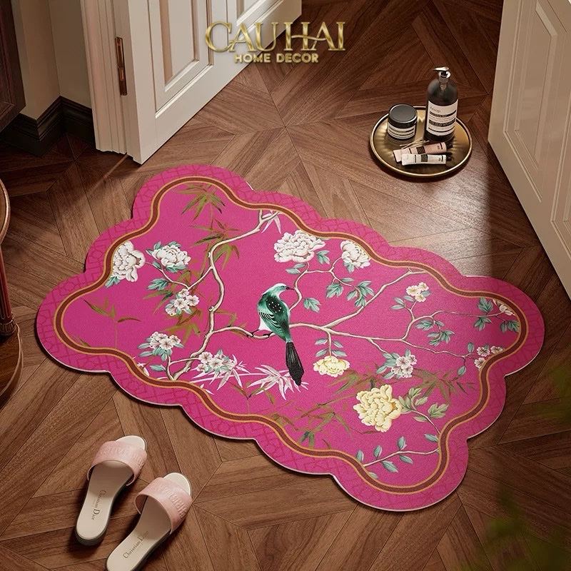 THẢM BỒN TẮM MICROFIBER 60X90 - IMPÉRIALE FUCHSIA ROSE – SCALLOP EDGE - CẬU HAI HOME DECOR