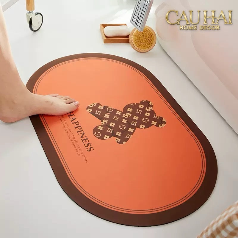 THẢM CỬA MICROFIBER 60X90 - BEAR - BRICK TERRA COIN - CẬU HAI HOME DECOR