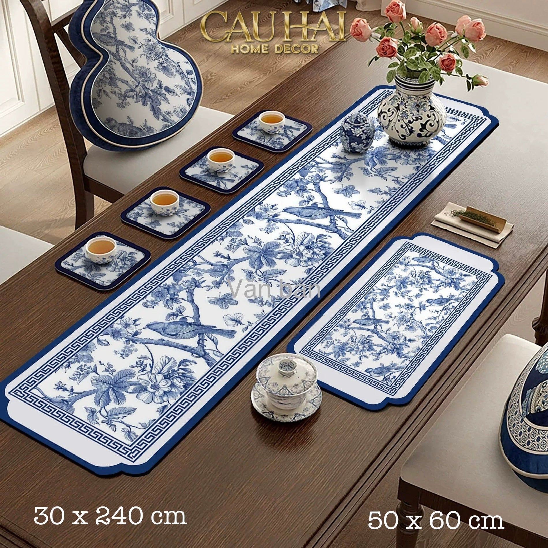 TẤM LÓT 50X60 - PORCELAIN REVIVAL ART INDOCHINE ORIENTAL BLOOM TABLE MAT - CẬU HAI HOME DECOR