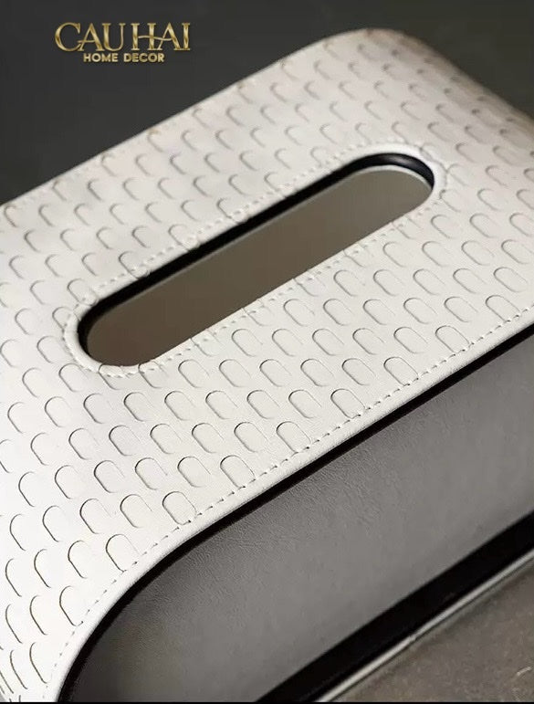 Hộp Khăn Giấy Blanc Leather Orbit Opaline Medusa Édition-CẬU HAI HOME DECOR