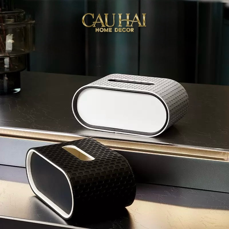 Hộp Khăn Giấy Blanc Leather Orbit Opaline Medusa Édition-CẬU HAI HOME DECOR