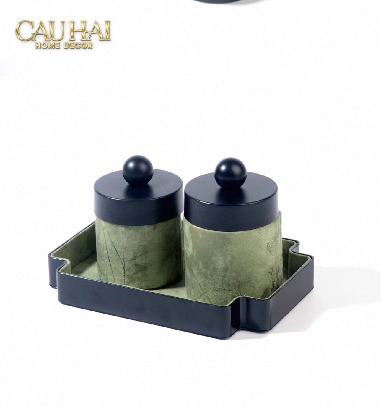 Lọ Tăm / Gạt Tàn Lux Verdant Impériale Leather-CẬU HAI HOME DECOR