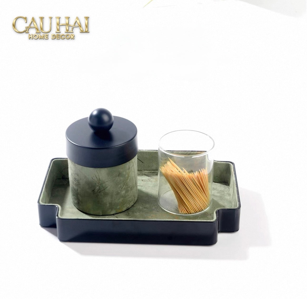 Lọ Tăm / Gạt Tàn Lux Verdant Impériale Leather-CẬU HAI HOME DECOR