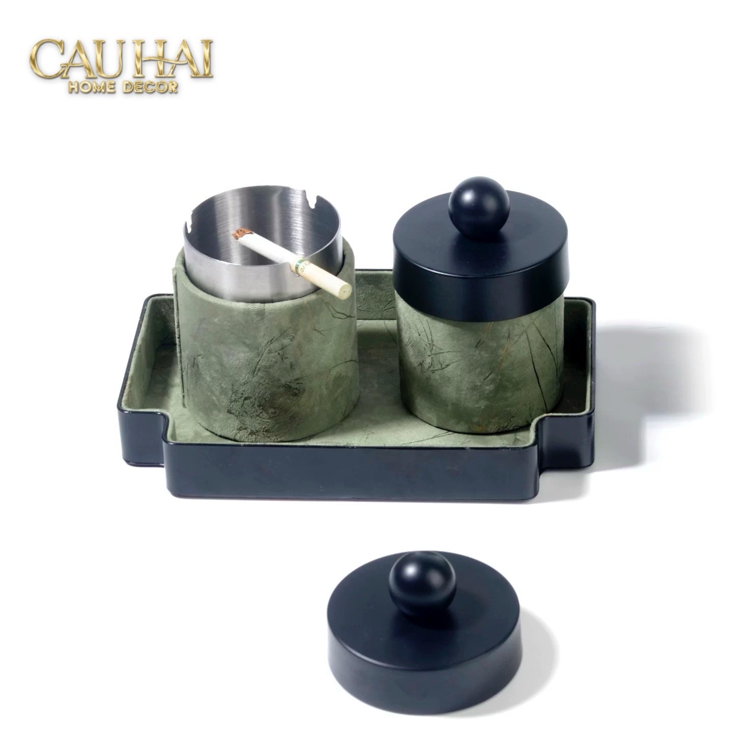 Lọ Tăm / Gạt Tàn Lux Verdant Impériale Leather-CẬU HAI HOME DECOR