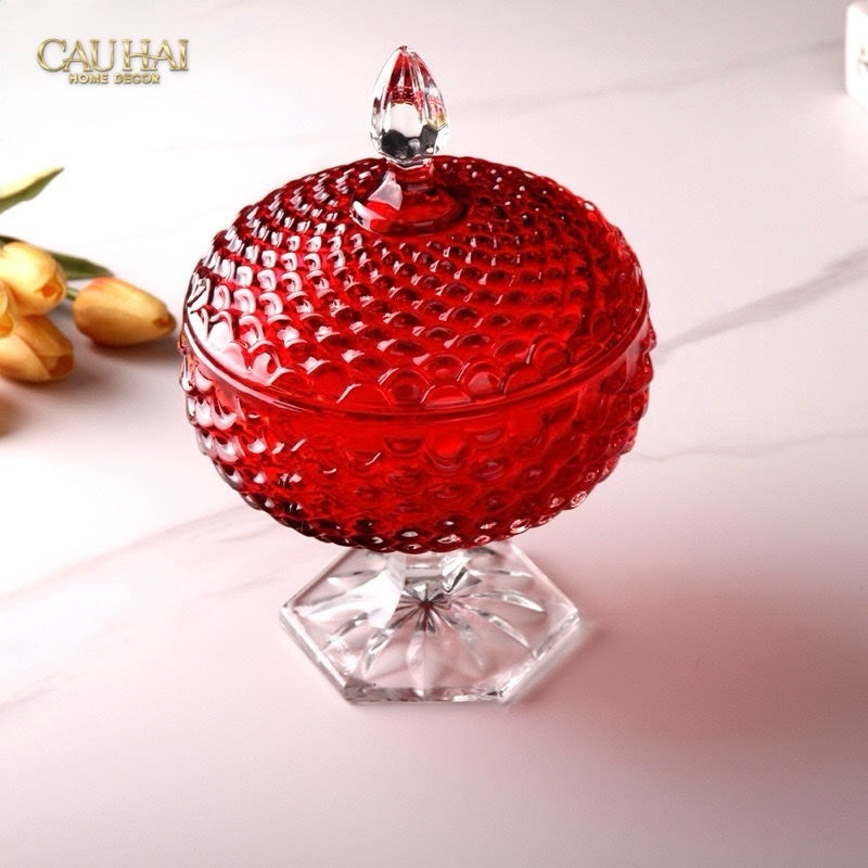 Fêtes Couture - Lọ Thuỷ Tinh Lollipop Ruby Bonbonnière H25-CẬU HAI HOME DECOR