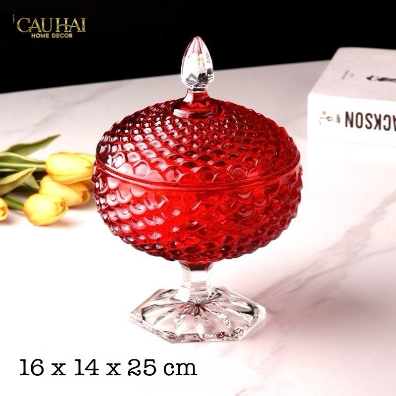 Fêtes Couture - Lọ Thuỷ Tinh Lollipop Ruby Bonbonnière H25-CẬU HAI HOME DECOR