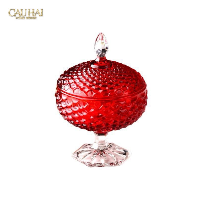 Fêtes Couture - Lọ Thuỷ Tinh Lollipop Ruby Bonbonnière H25-CẬU HAI HOME DECOR