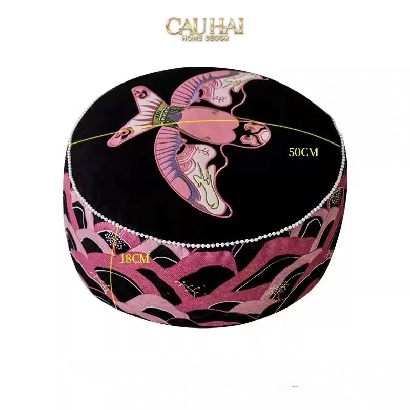 VỎ GỐI TWEED PINK SWALLOW KITE 45 - CẬU HAI HOME DECOR