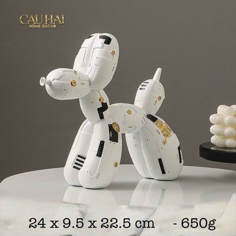 Tượng Puppy Balloon Pupp-X Mécanique Blanc / Noir-CẬU HAI HOME DECOR