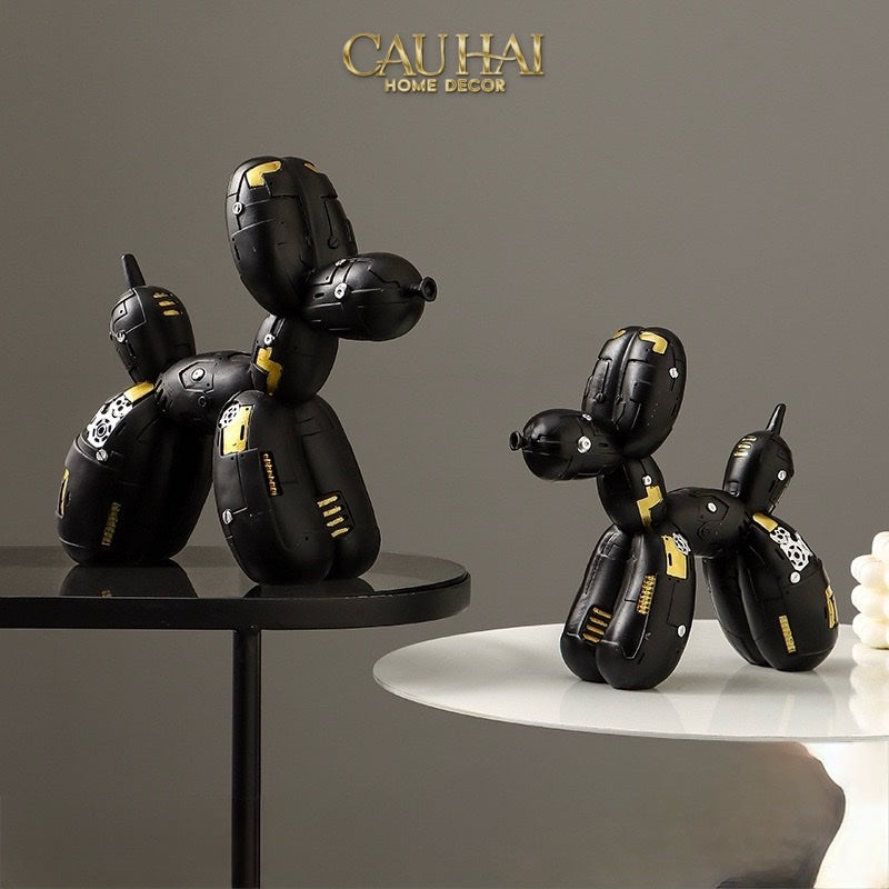 Tượng Puppy Balloon Pupp-X Mécanique Blanc / Noir-CẬU HAI HOME DECOR