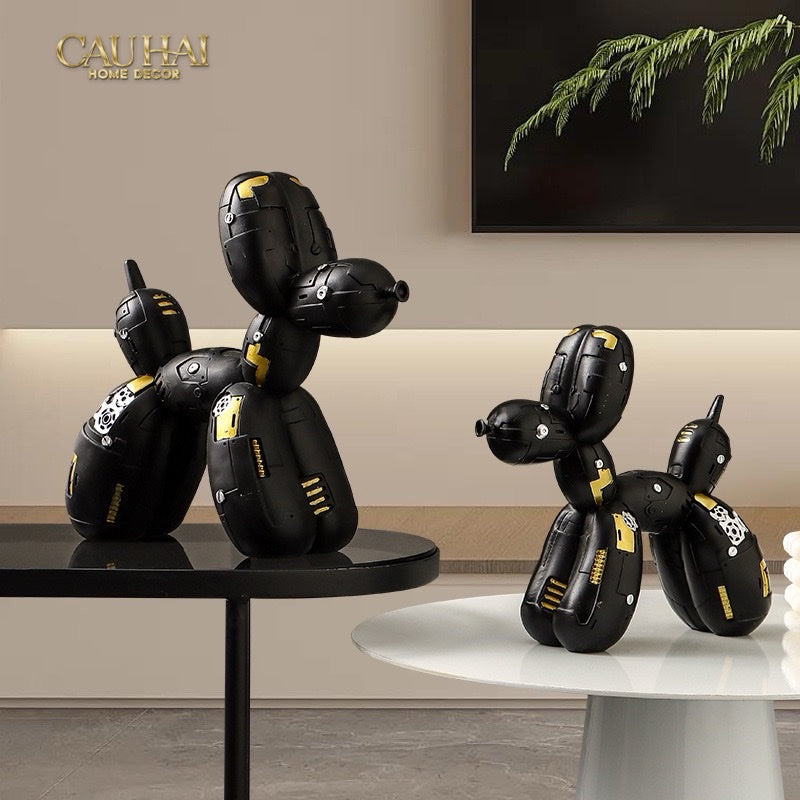 Tượng Puppy Balloon Pupp-X Mécanique Blanc / Noir-CẬU HAI HOME DECOR