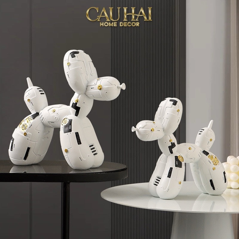 Tượng Puppy Balloon Pupp-X Mécanique Blanc / Noir-CẬU HAI HOME DECOR