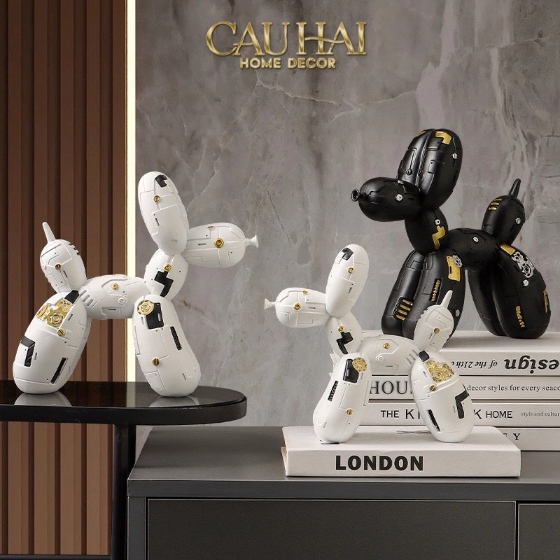 TƯỢNG PUPPY BALLOON PUPP-X MÉCANIQUE BLANC / NOIR - CẬU HAI HOME DECOR