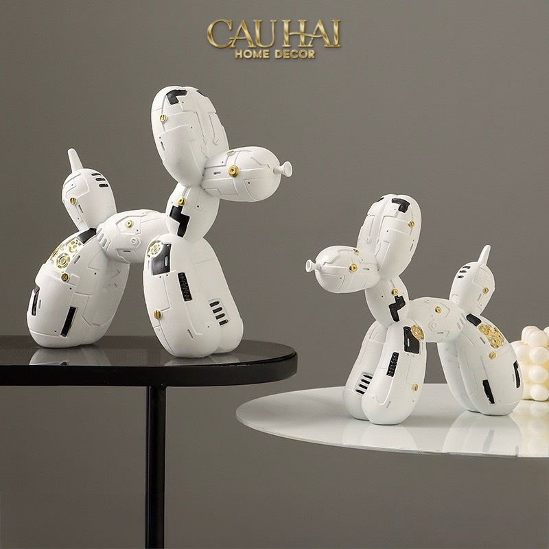Tượng Puppy Balloon Pupp-X Mécanique Blanc / Noir-CẬU HAI HOME DECOR