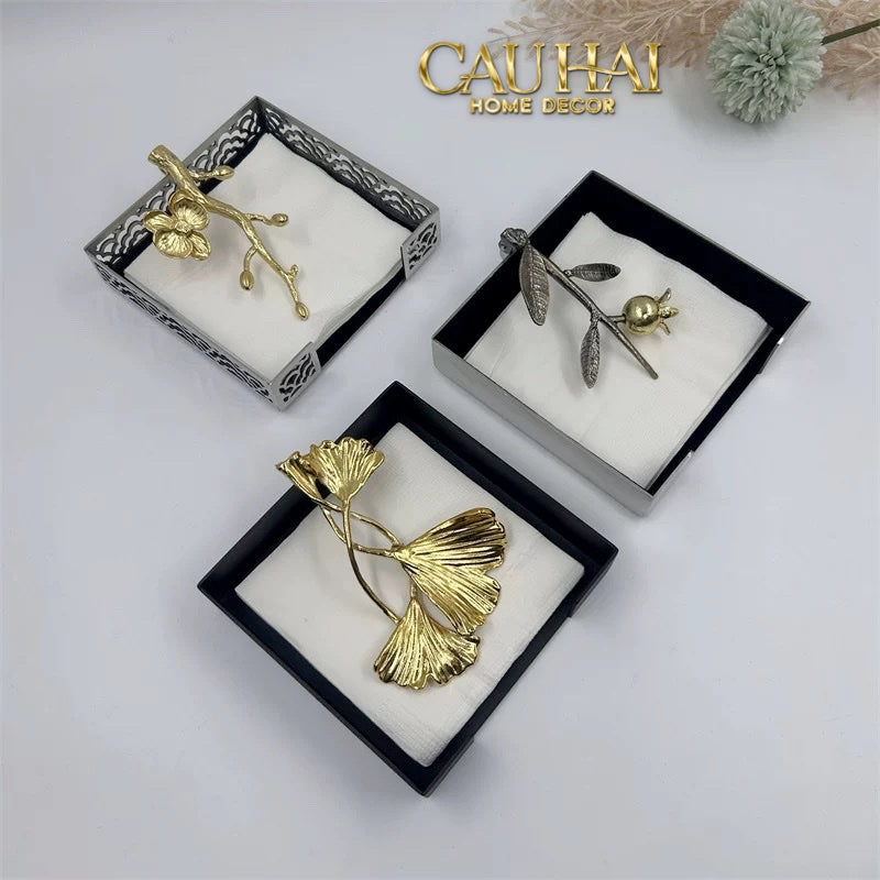 HOME COUTURE - KHAY GIẤY BRASSON MISTLETOE TISSUE TRAY - CẬU HAI HOME DECOR