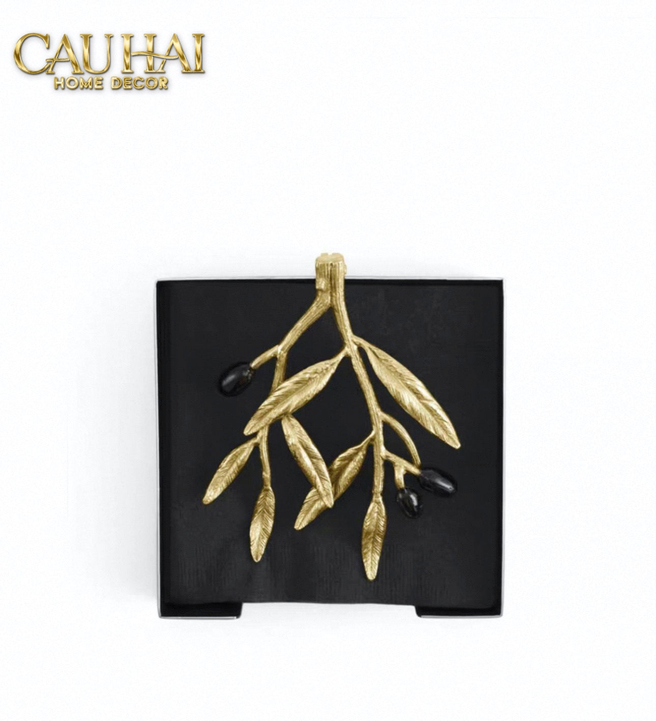 HOME COUTURE - KHAY GIẤY BRASSON MISTLETOE TISSUE TRAY - CẬU HAI HOME DECOR