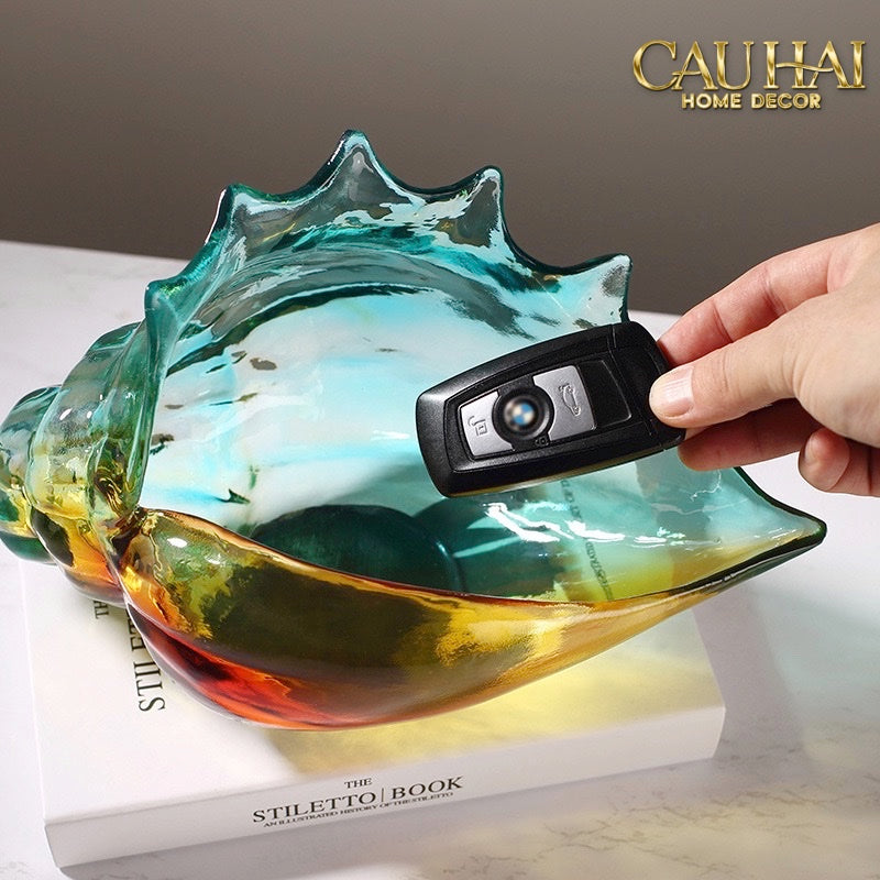 KHAY VỎ ỐC ARC-EN-CIEL POSEIDON SHELL PETIT HANDCRAFTED GLASS TRAY - CẬU HAI HOME DECOR