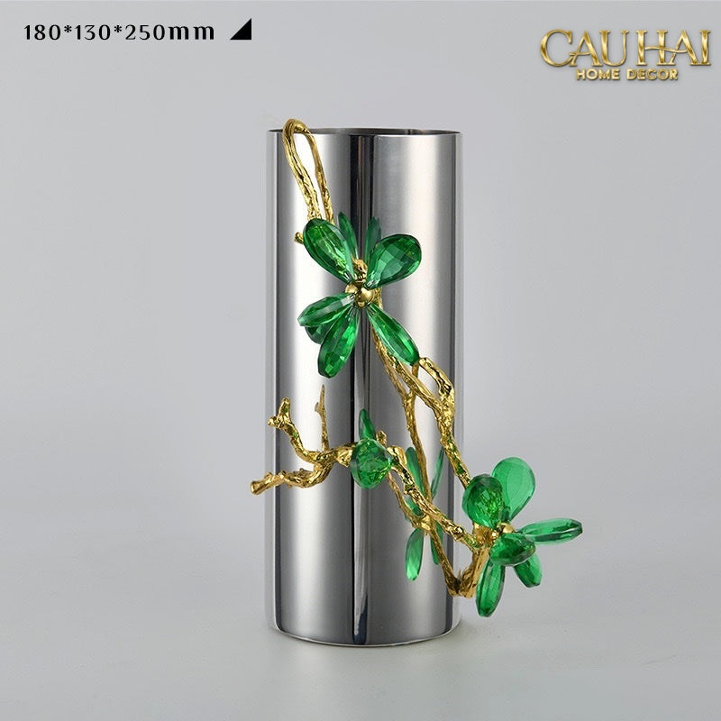 HOME COUTURE - BÌNH HOA PLATIUM MÉTALLIQUE BRANCHE ÉMERAUDE - CẬU HAI HOME DECOR