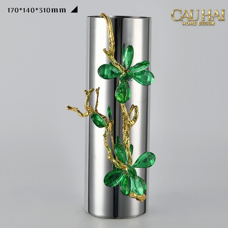 HOME COUTURE - BÌNH HOA PLATIUM MÉTALLIQUE BRANCHE ÉMERAUDE - CẬU HAI HOME DECOR