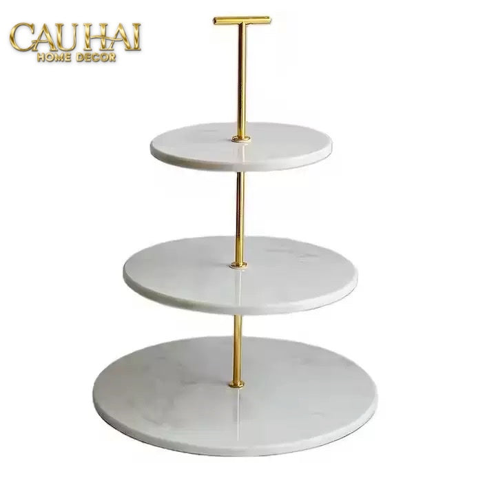 KHAY ĐĨA 3 TẦNG MARBLE - MANHATTAN URBAN METROPOLIS ÉTAGÈRE - CẬU HAI HOME DECOR