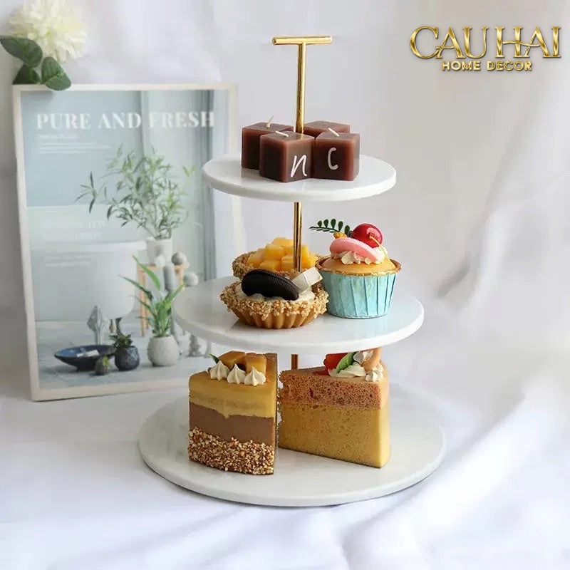 KHAY ĐĨA 3 TẦNG MARBLE - MANHATTAN URBAN METROPOLIS ÉTAGÈRE - CẬU HAI HOME DECOR