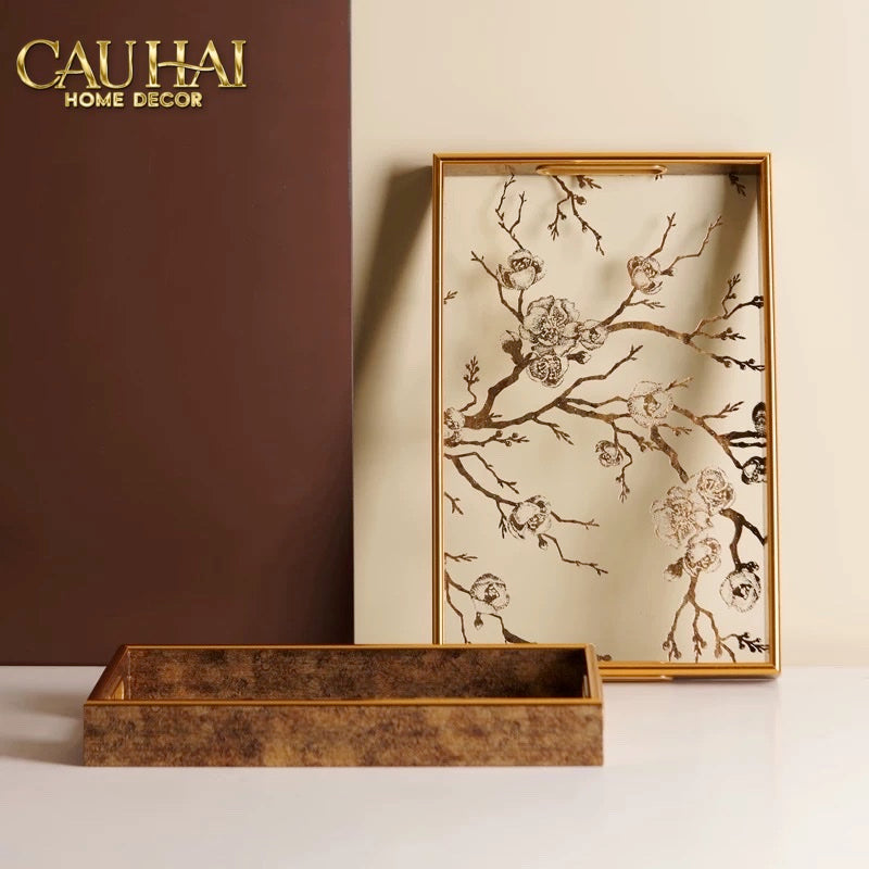 KHAY GƯƠNG RÉFLEXION CHERRY BLOSSOM RUSTIC TRAY 22x35 - CẬU HAI HOME DECOR