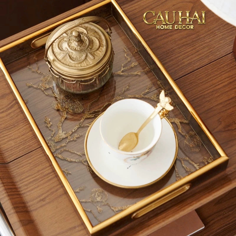 KHAY GƯƠNG RÉFLEXION CHERRY BLOSSOM RUSTIC TRAY 22x35 - CẬU HAI HOME DECOR