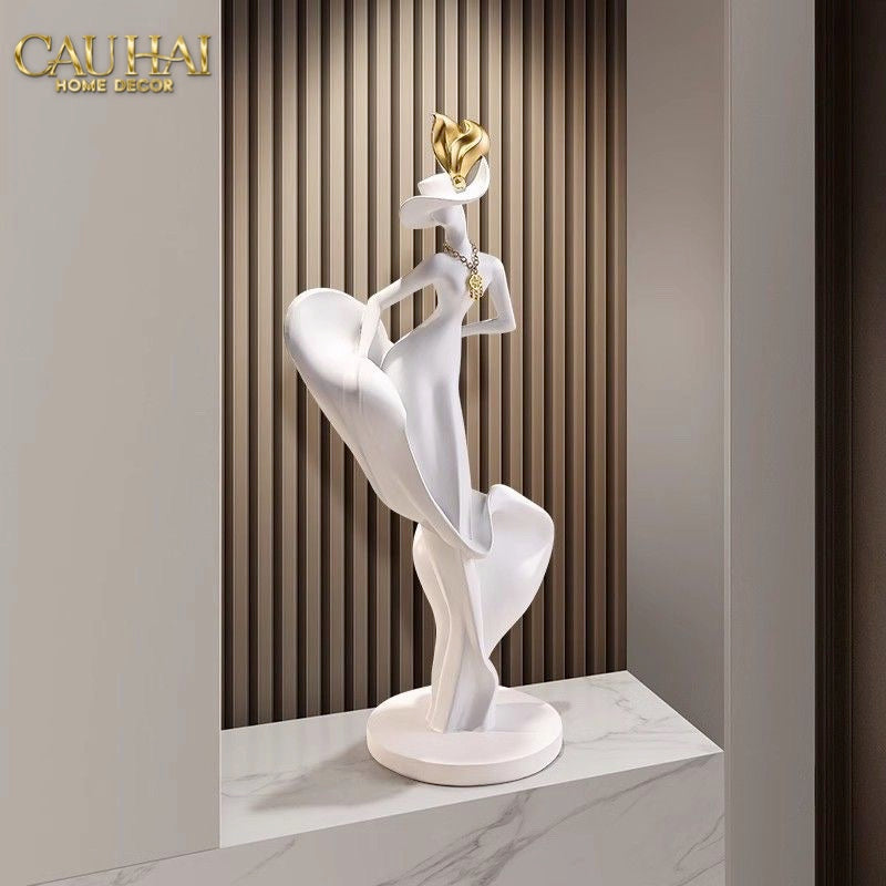 HOME COUTURE - TƯỢNG LADY TRÉMAINE SILHOUETTE FÉMININE ÉNIGMATIQUE H66 - CẬU HAI HOME DECOR