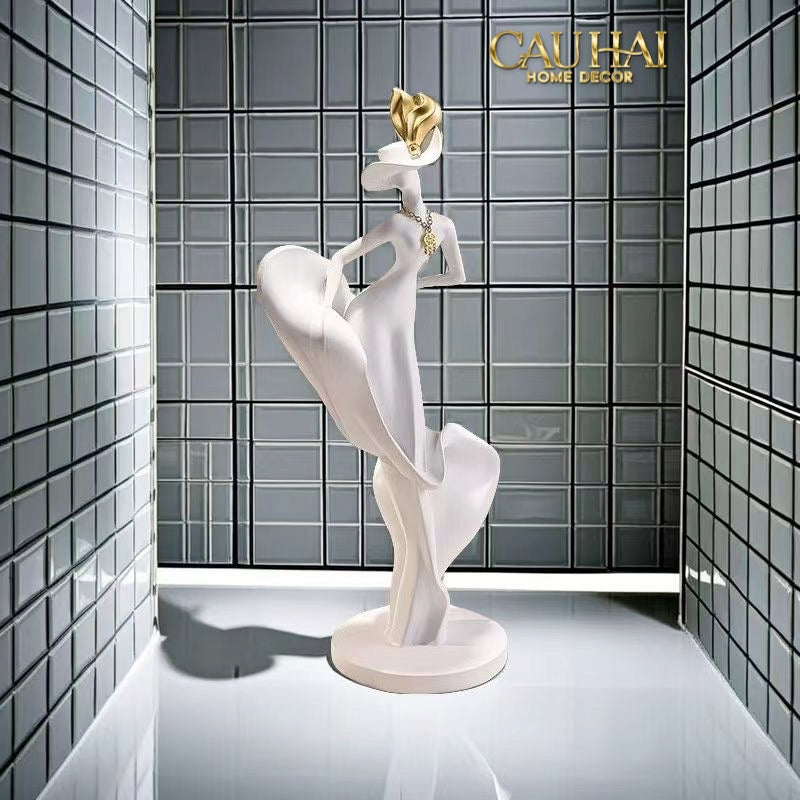 HOME COUTURE - TƯỢNG LADY TRÉMAINE SILHOUETTE FÉMININE ÉNIGMATIQUE H66 - CẬU HAI HOME DECOR