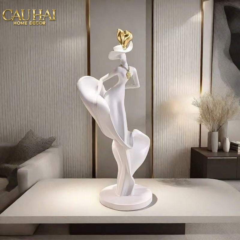 HOME COUTURE - TƯỢNG LADY TRÉMAINE SILHOUETTE FÉMININE ÉNIGMATIQUE H66 - CẬU HAI HOME DECOR