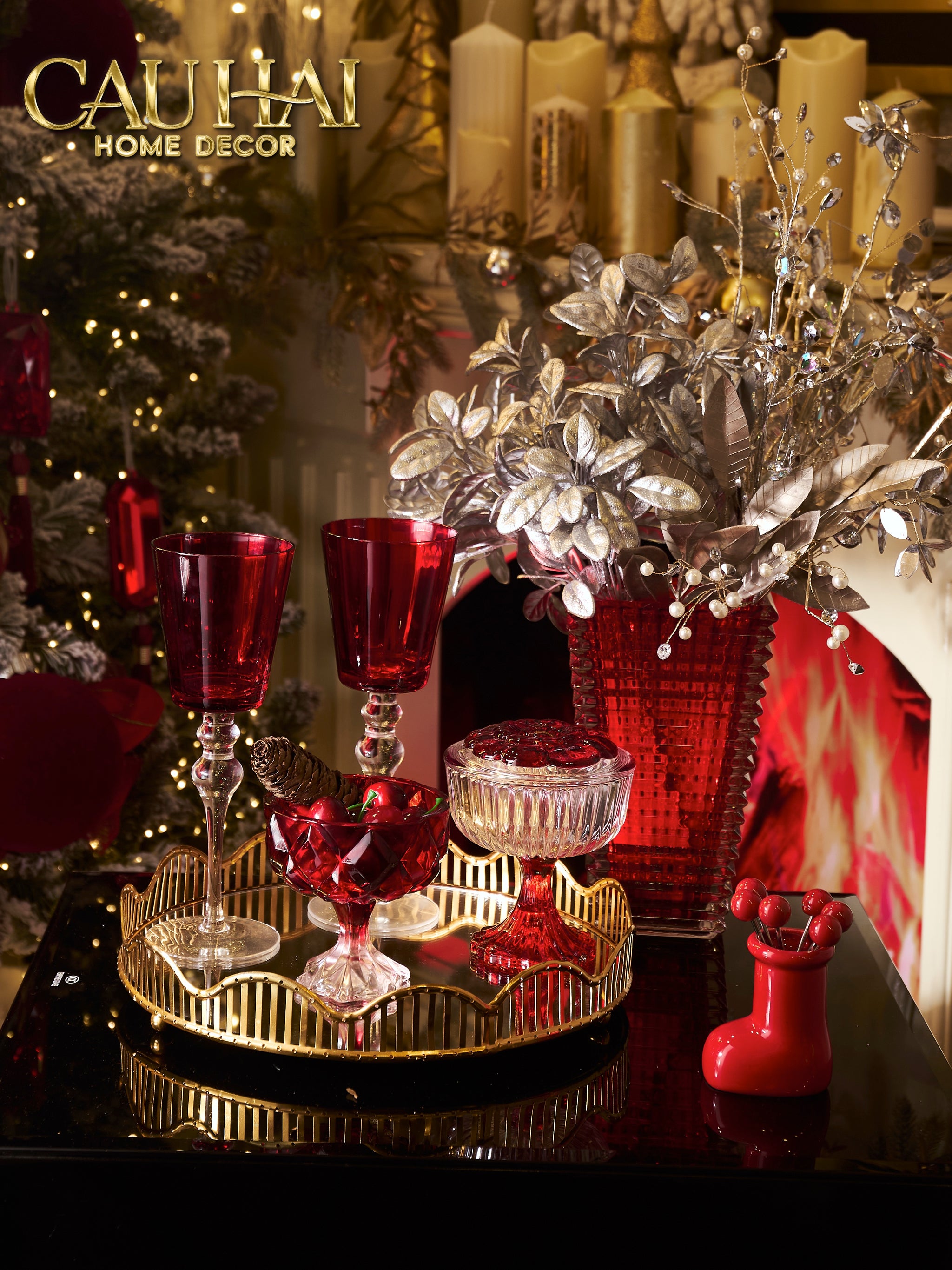 FÊTES COUTURE - ĐĨA THUỶ TINH RUBY ICECREAM TINY PLATEAU. - CẬU HAI HOME DECOR