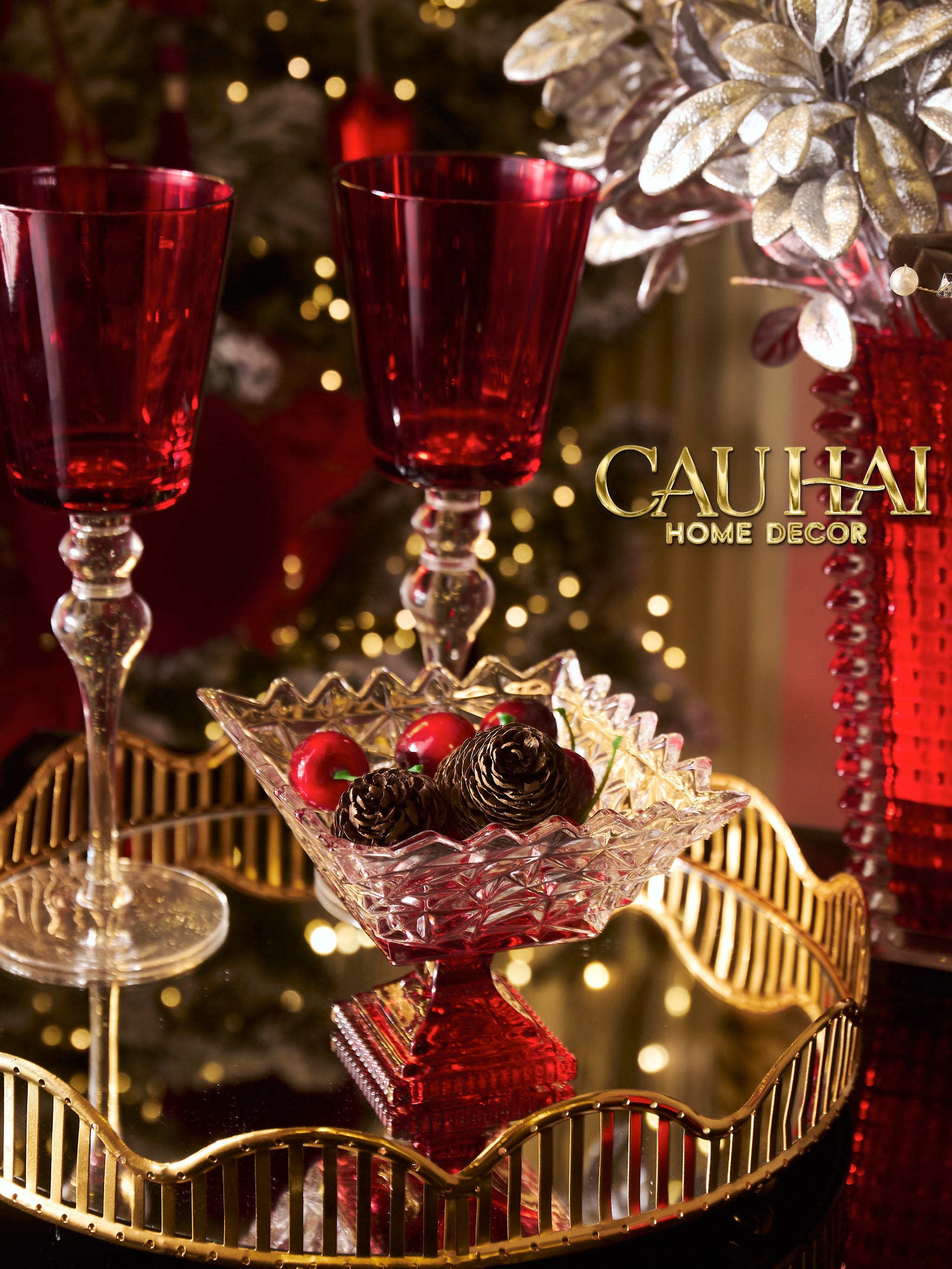 FÊTES COUTURE - ĐĨA THUỶ TINH RUBY ICECREAM TINY PLATEAU. - CẬU HAI HOME DECOR