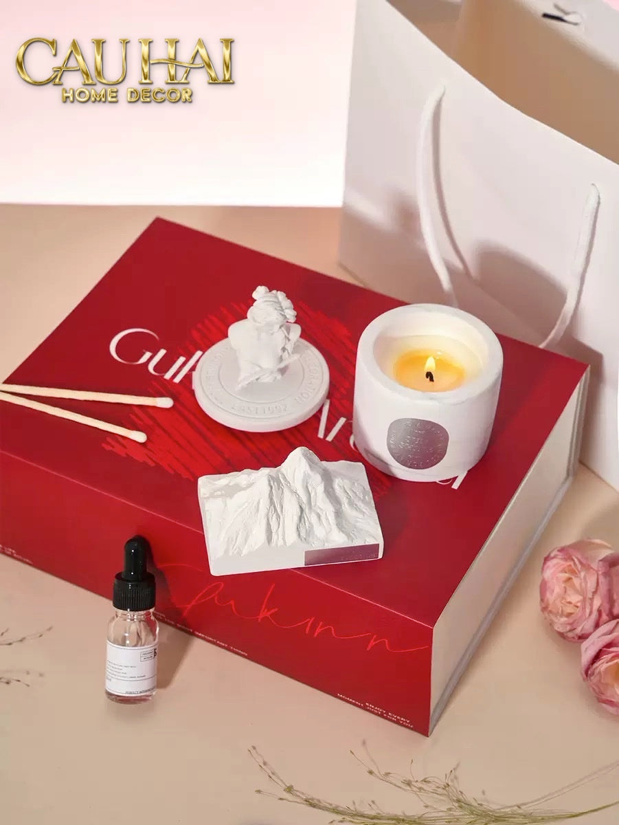 HOME FRAGRANCE - GIFT SET NẾN VÀ ĐÁ KHUẾCH TÁN AROMA CANDLES STONES. - CẬU HAI HOME DECOR