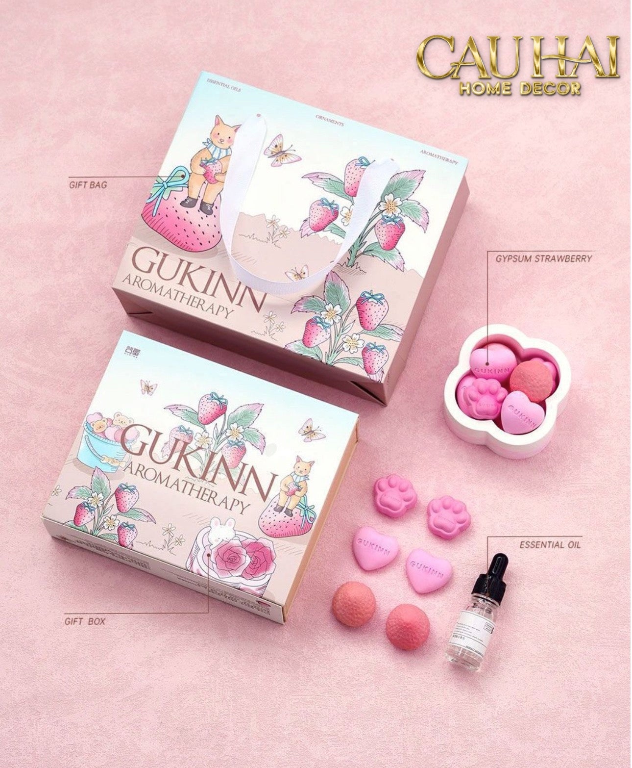 HOME FRAGRANCE - GIFT SET ĐÁ KHUẾCH TÁN SAKURA PUPPY AROMA STONES SET - CẬU HAI HOME DECOR