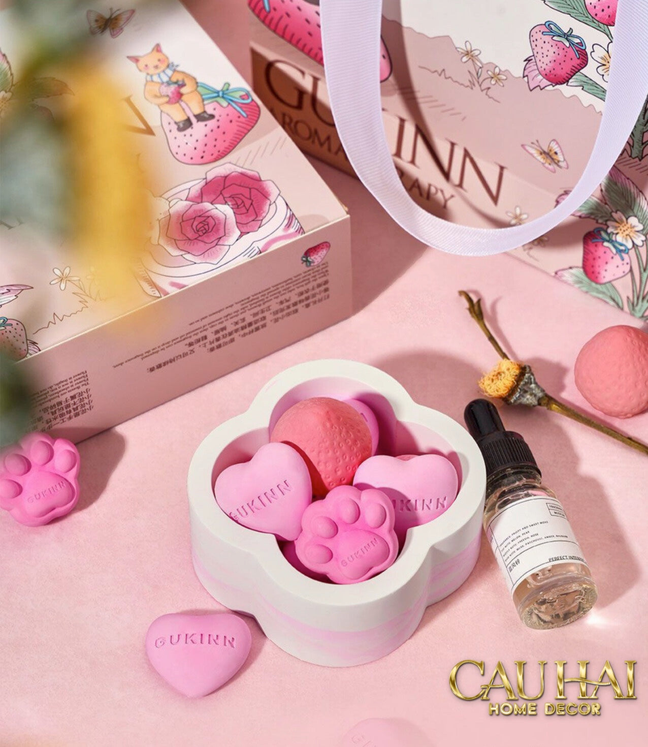 HOME FRAGRANCE - GIFT SET ĐÁ KHUẾCH TÁN SAKURA PUPPY AROMA STONES SET - CẬU HAI HOME DECOR