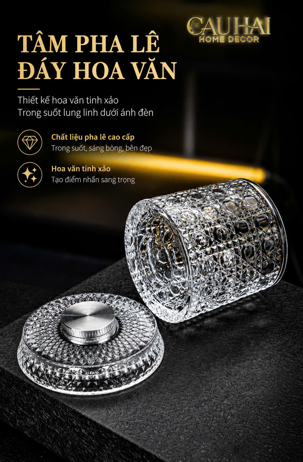 Set 2 Ly Whisky Thuỷ Tinh Đế Xoay - Éclet Spin Glass Set 2pcs