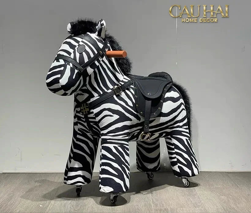 Zèbre Enfant Atélier Couture – Ngựa Vằn Đồ Chơi Nhồi Bông Bọc Nhung Cao Cấp 70x30x70-CẬU HAI HOME DECOR