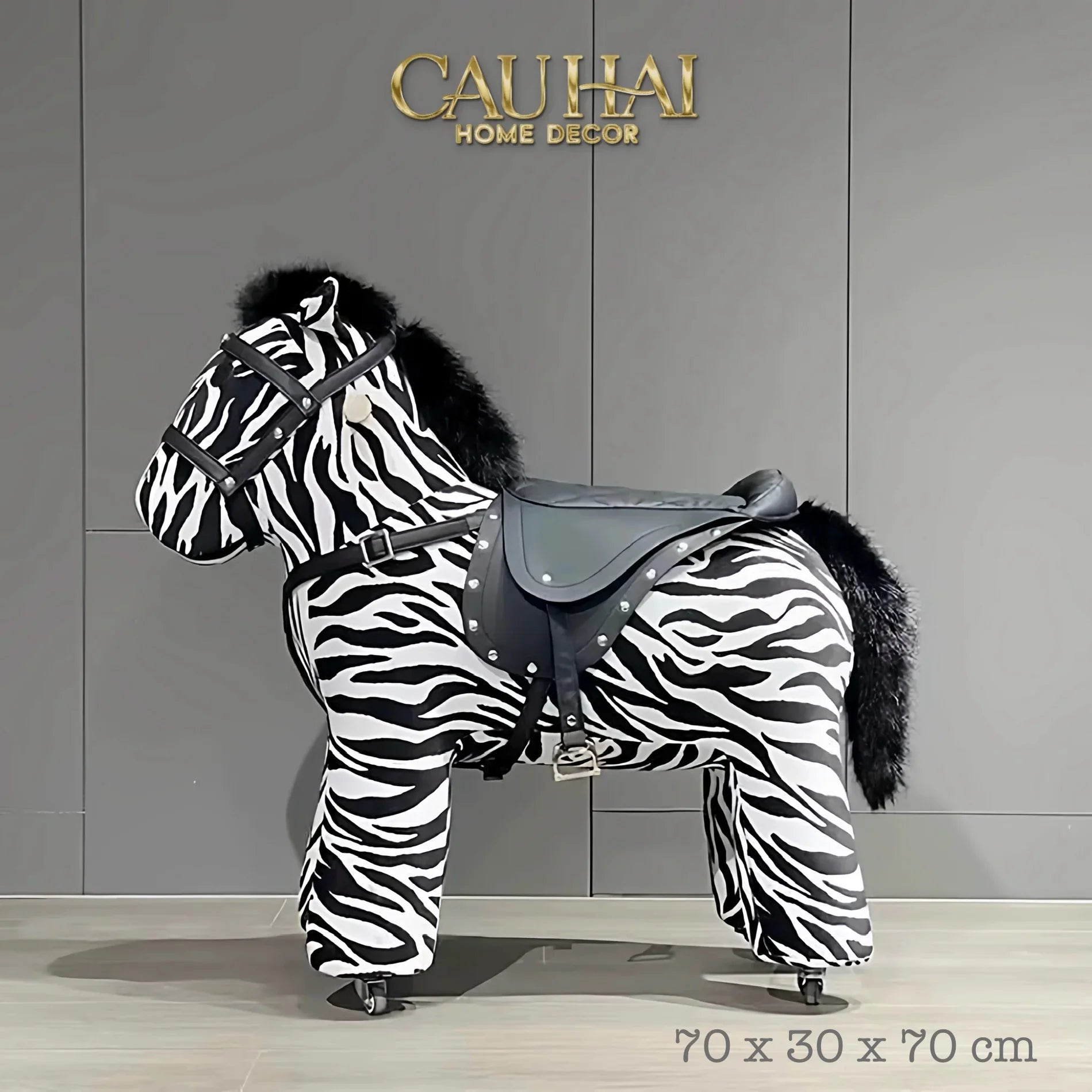 Zèbre Enfant Atélier Couture – Ngựa Vằn Đồ Chơi Nhồi Bông Bọc Nhung Cao Cấp 70x30x70-CẬU HAI HOME DECOR